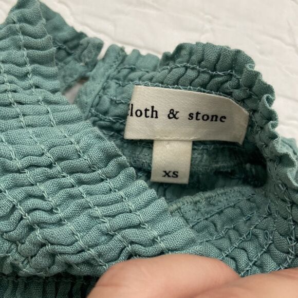 Cloth & Stone 100% Linen Ruched High Neck Blouse size XS - Picture 8 of 13